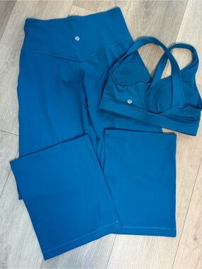 lululemon athletica Hawaiian Blue Align Wide Leg Pants & Sports Bra Set Sz 6